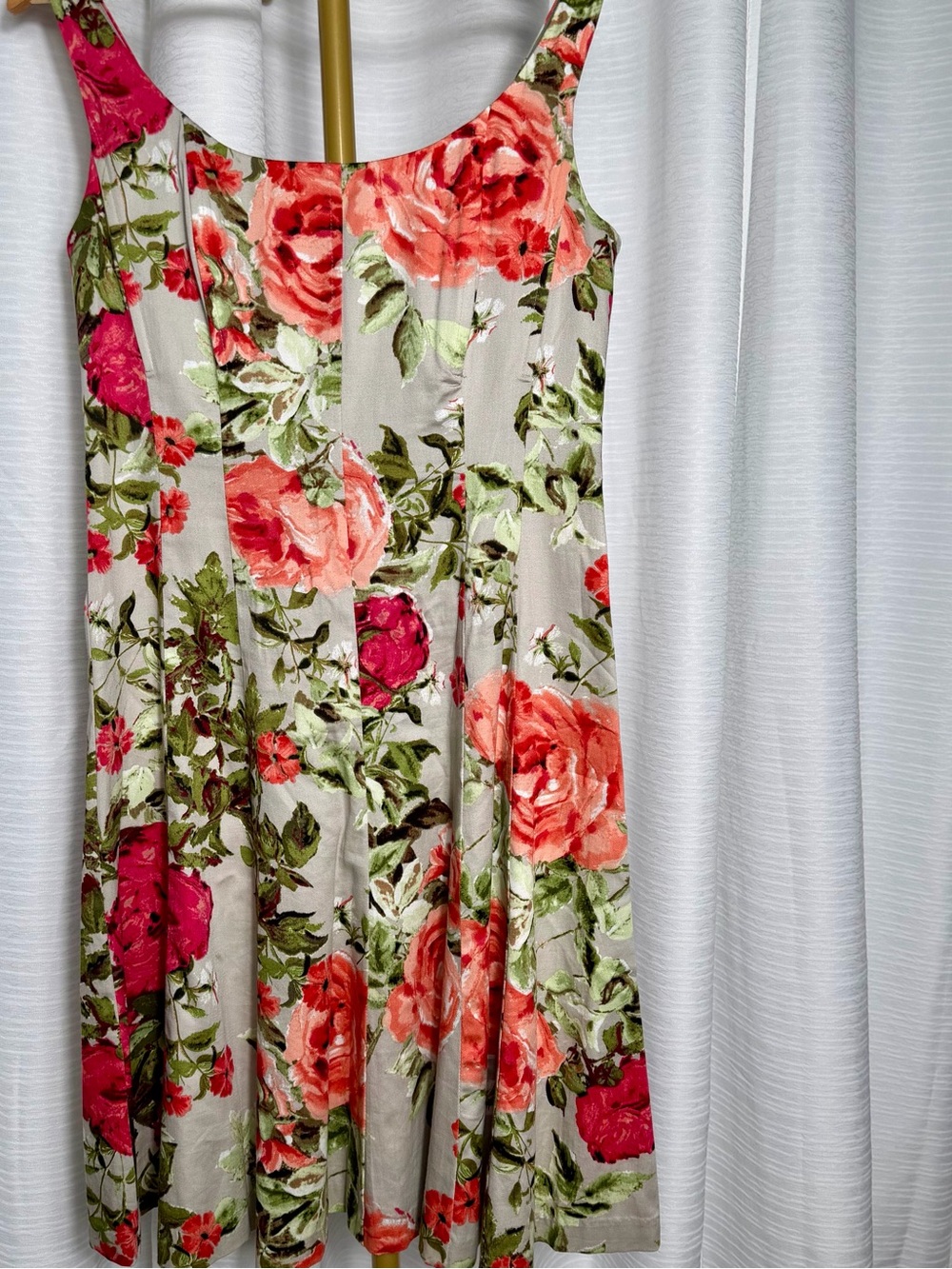 Jones New York Floral Midi Dress in Coral, Pink and Green